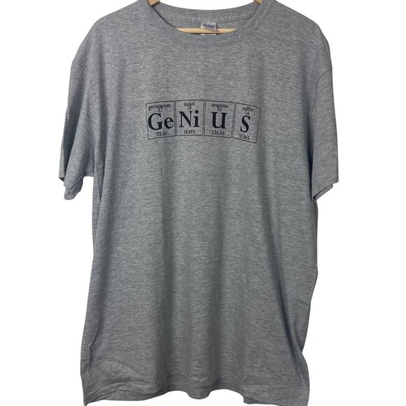 Genius Periodic Table Graphic T Shirt Adult XL Gray Gildan Cotton Blend NWT - Picture 2 of 7